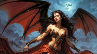 Vampire, Queen, 5K, AI art, Full moon