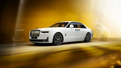 Rolls-Royce Black Badge Ghost Series II, 2024, 12K, 5K, 8K, 10K, Golden background