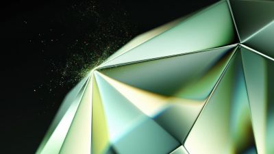 Green abstract, Diamond, Tecno Phantom V Fold 2 Stock, Dark background