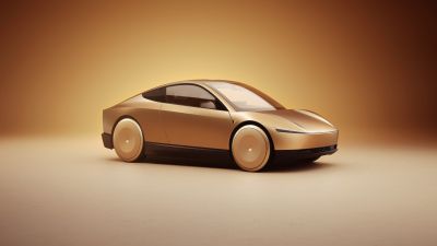 Tesla Robotaxi, Prototype car, 5K, 8K, 2024, Golden background