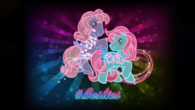 Love Melody, Sweet Tooth, My Little Pony, Best friends, Neon art, Glitter background, Rainbow colors, Colorful background