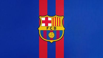 FCB Logo, Blue background, 5K, Crest, FC Barcelona