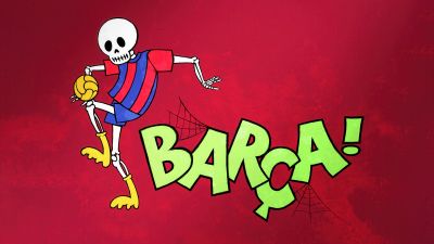 Barca, Skeleton, Red background, FC Barcelona, Jersey, 5K