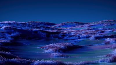 Landscape, Purple aesthetic, Night Mode, Dark Mode, Blue Sky, 5K, Field, Serene, Dreamlike