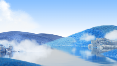 Landscape, Blue aesthetic, Daytime, Surrealism, Calm, Bright, Microsoft Design, Reflection