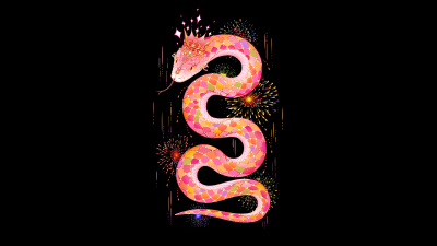 Year of the Snake, 2025, Chinese New Year, AMOLED, Black background, 5K, 8K