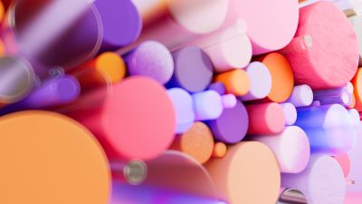 Geometric, Cylinders, Colorful abstract, Vibrant, Bright, Pastel, 3D background, Microsoft Design