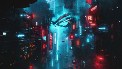 ASUS ROG, Metropolis, Futuristic city, Cyberpunk