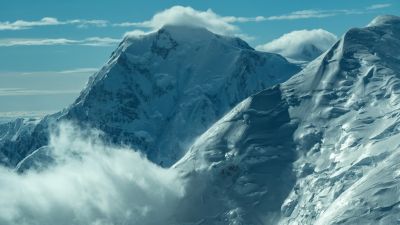 Snowcapped mountains, Scenery, Mountain Peak, Cold, Foggy, 5K