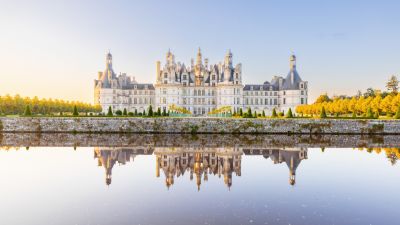 Chambord Castle, France, Ancient architecture, Loire Valley, 5K, Reflection, Daytime