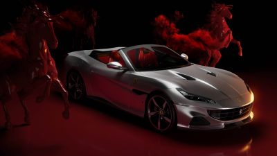 Ferrari Portofino, Red aesthetic, 5K, 8K, Supercars, Red background