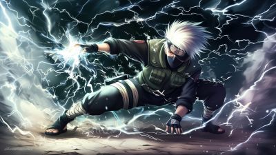 Kakashi Hatake, Artwork, AI art, Naruto, 5K