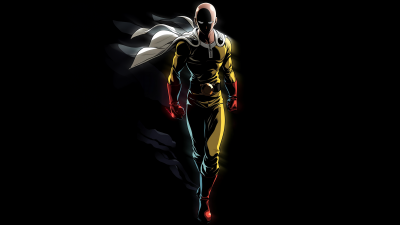 Saitama, Dark aesthetic, One Punch Man, 5K, AMOLED, Black background