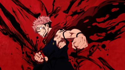 Sukuna, Red background, Jujutsu Kaisen, 5K