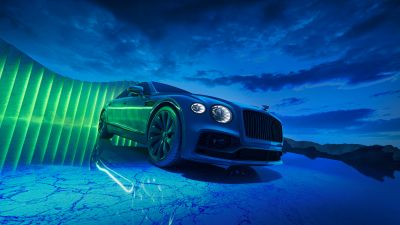 Bentley Flying Spur, CGI, Blue aesthetic