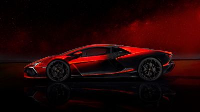 Lamborghini Revuelto Opera Unica, Red background, 8K, 5K