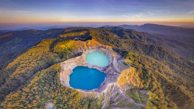 Kelimutu, Volcanic crater lake, Indonesia, Aerial view, Crater Lake