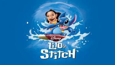 Lilo & Stitch, Movie poster, Blue background, 5K, Animation movies, Disney Animation