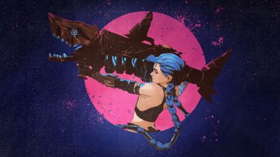 Jinx, Poster, Arcane: League of Legends, 5K, Dark blue