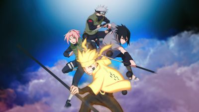 Naruto Team 7, Poster, 5K, Kakashi Hatake, Sasuke Uchiha, Sakura Haruno, Naruto Uzumaki