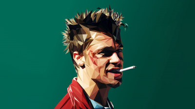 Brad Pitt, Tyler Durden, Fight Club, Low poly, Green background, Dope