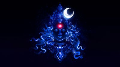 Durga Maa, Blue aesthetic, Digital Art, 5K, 8K, Dark blue, Hindu goddess