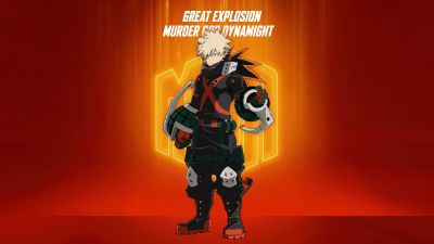 My Hero Academia, Katsuki Bakugo, Season 7, 5K, 8K, Orange background