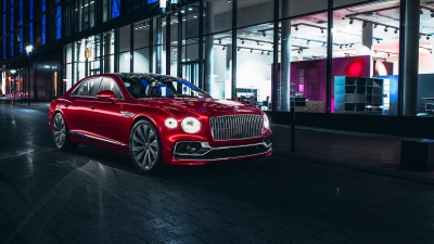 Bentley Flying Spur, Red cars, Night, Metropolitan