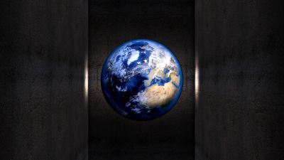 Earth, Concrete, Planet, Dark background, Wall