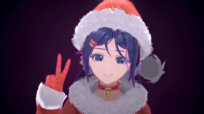 Mita (MiSide), Santa Claus, Dark background, Dark purple, Anime girl, Santa Claus Hat, Mita, MiSide, Video Game