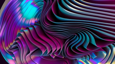 Holographic, Layers, Pink aesthetic, Metallic, Ribbons, Abstract background, Futuristic, Texture, 3D Art, Curves, Waves, Surreal, Dynamic, Vibrant, 5K