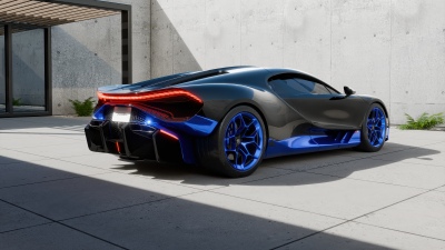 Blue, Bugatti Tourbillon, Futuristic, 5K, CGI