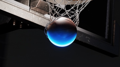 Basketball, Slam dunk, Illuminated, Glowing, Basketball backboard, Basketball ring, Minimalist, 5K, Dark aesthetic