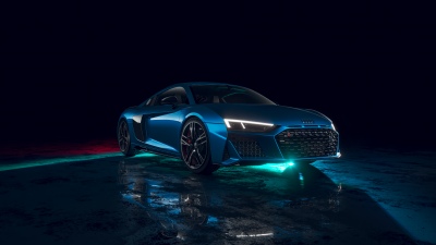 Neon, Audi R8, Supercars, Luxury sports cars, Dark background