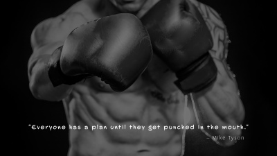 Boxing, Punch, Mike Tyson, Popular quotes, Dark background, Monochrome background