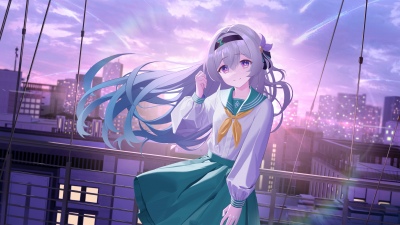 Firefly (Honkai: Star Rail), Anime girl, 8K, 5K, Purple aesthetic