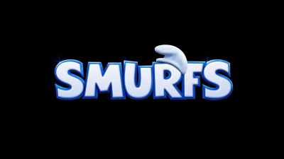 Smurfs (2025), Logo, Black background, 5K, 2025 Movies, Animation movies, Smurfs