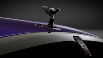 Spirit of Ecstasy, Rolls-Royce Black Badge Spectre, 2025, Dark background, 5K, 8K