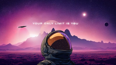 Astronaut, Purple aesthetic, Space suit, Astronaut helmet, Pink, Looking up at Sky, Retro