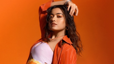 Rashmika Mandanna, Orange background, Grazia India, 5K, 8K, Fashion