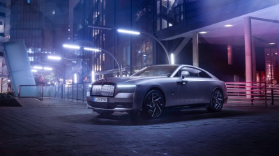 Rolls-Royce Black Badge Spectre, Jubilee Silver, 5K, 8K, Neon Lights