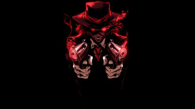 Alucard, Gothic, Hellsing, Vampire, Black background, AMOLED, 5K