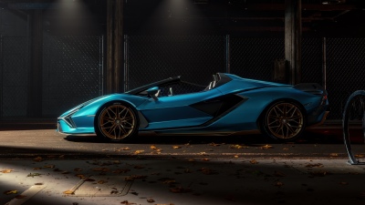 Lamborghini Sián Roadster, Hanger, Aesthetic, Hybrid sports car, 5K