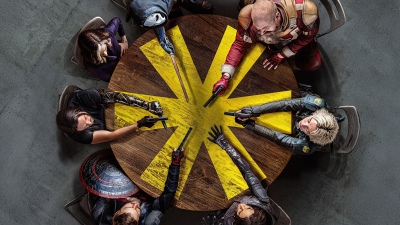 Thunderbolts, Round table, Movie poster, 5K, Marvel Cinematic Universe, 2025 Movies, Black Widow, Bucky Barnes, Taskmaster, Red Guardian, Marvel Superheroes, Yelena Belova, U.S. Agent, Ava Starr (Ghost)
