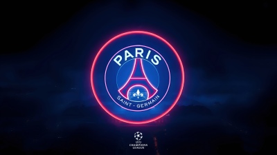 Paris Saint-Germain, UEFA Champions League, Neon logo, Dark aesthetic, Crest, 5K