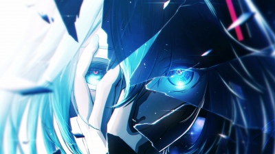 Hatsune Miku, Ultrawide, Futuristic, Vocaloid, Cyberpunk, Anime girl, Blue eyes, 5K