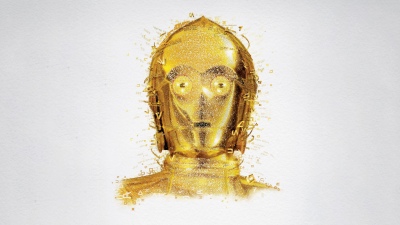 C-3PO, Star Wars, Robot, Golden, Illustration, 5K, White background, Digital Art