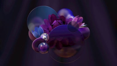 Purple aesthetic, Floral designs, Translucent, 3D Render, Geometric, Modern design