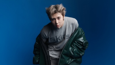 Woochan, ALLDAY PROJECT, South Korean rapper, 5K, Blue background