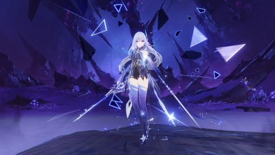 Skirk, Purple aesthetic, Anime girl, Genshin Impact
